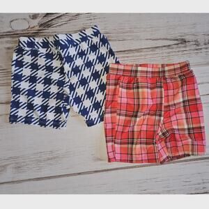 Toddler Boy Red Plaid, Blue Gingham Swim Trunks sz 2T NWT